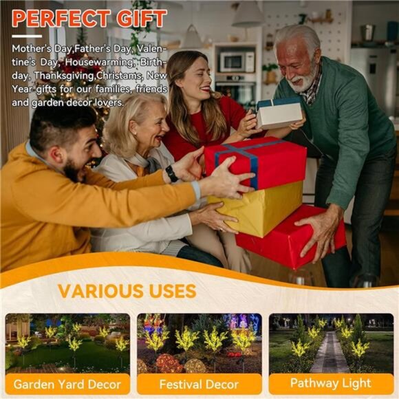 Solar Garden Lights Outdoor Decorative, Solar Flowers Lights Dusk to Dawn - Picture 3 of 7